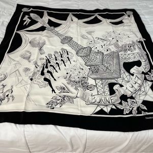 Vintage 1997 Dana Buchman Paris Scene Scarf W/ French Landmarks (Oversiz…
